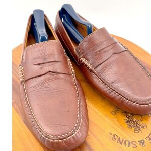 Johnston & Murphy Cort Penny Loafers Mens 8.5 Brown Leather Driver Shoes